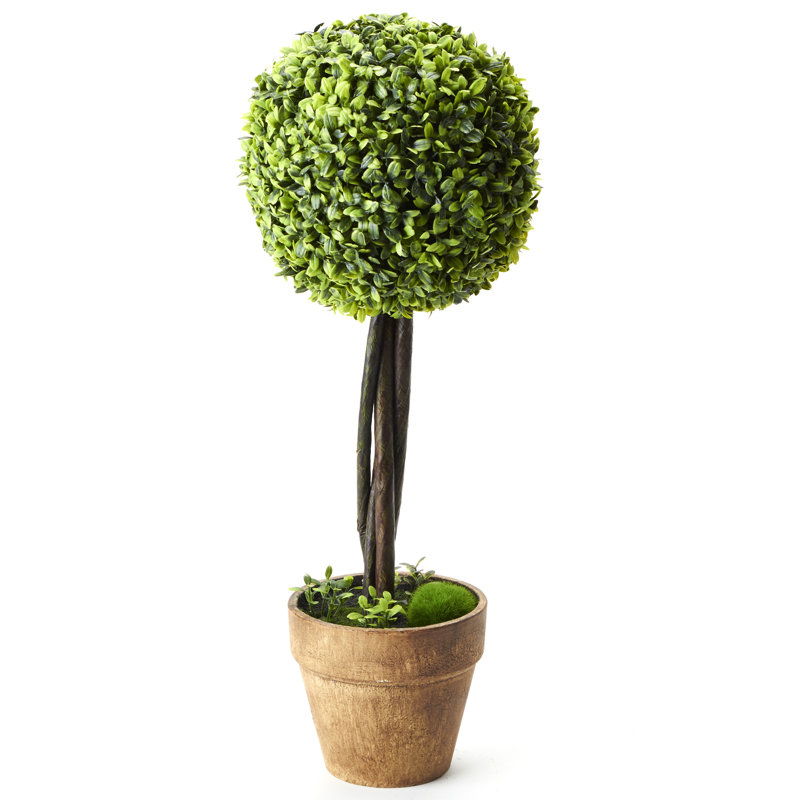 Charlton Home® Artificial Ball Bush Boxwood Topiary in Planter Wayfair